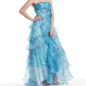 Carisse Blue Leopard Prom Dress